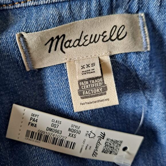 NWT Madewell Denim Utility Romper Short Sleeve Collared Fitzgerald Wash Size XXS - Picture 12 of 16